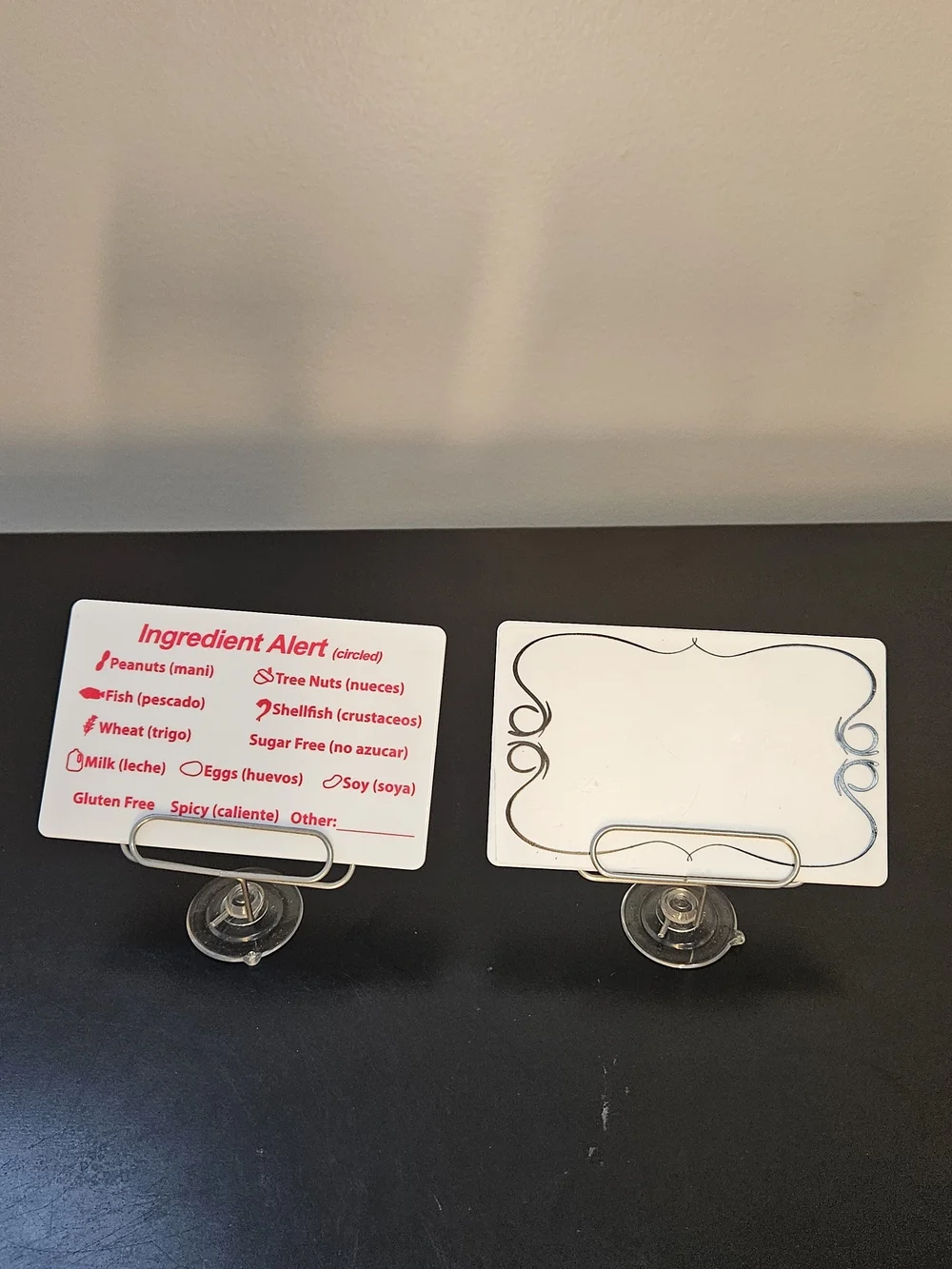 Food Notations Reusable Buffet Label Place Cards w/ Markers 2 Allergy Specific